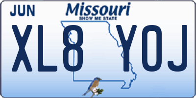 MO license plate XL8Y0J