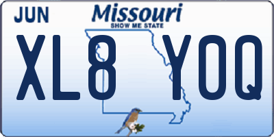 MO license plate XL8Y0Q