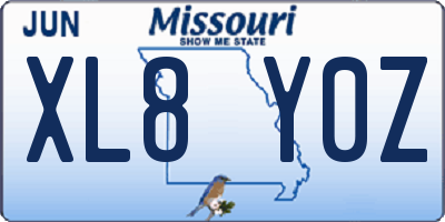 MO license plate XL8Y0Z
