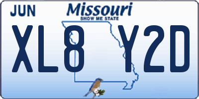 MO license plate XL8Y2D