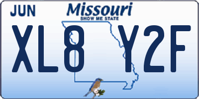 MO license plate XL8Y2F