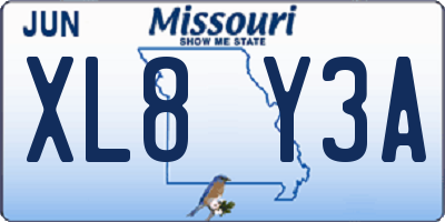 MO license plate XL8Y3A