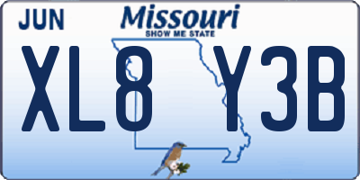MO license plate XL8Y3B