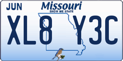 MO license plate XL8Y3C