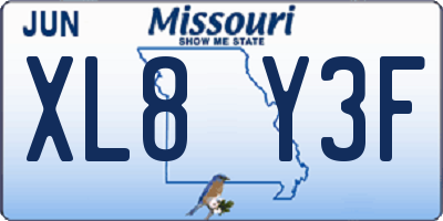 MO license plate XL8Y3F