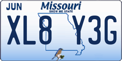 MO license plate XL8Y3G