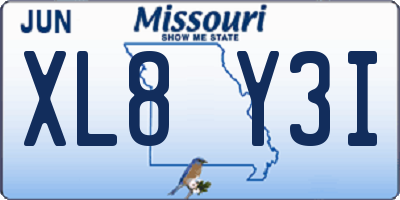 MO license plate XL8Y3I