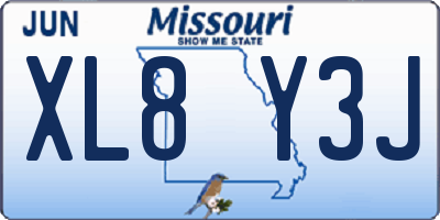 MO license plate XL8Y3J