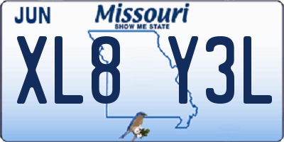 MO license plate XL8Y3L