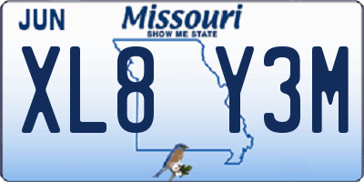 MO license plate XL8Y3M