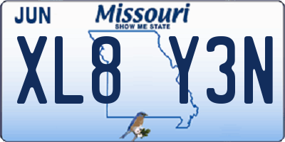 MO license plate XL8Y3N