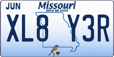 MO license plate XL8Y3R