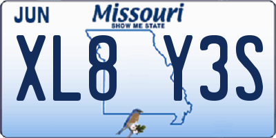 MO license plate XL8Y3S