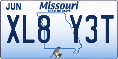 MO license plate XL8Y3T