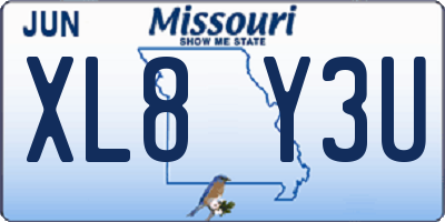 MO license plate XL8Y3U