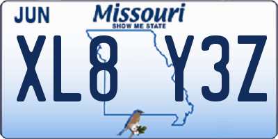MO license plate XL8Y3Z