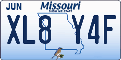 MO license plate XL8Y4F