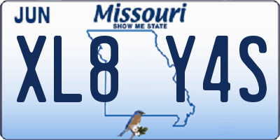 MO license plate XL8Y4S