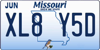 MO license plate XL8Y5D