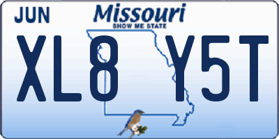 MO license plate XL8Y5T