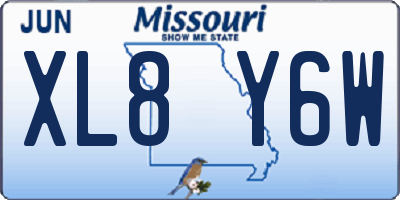 MO license plate XL8Y6W