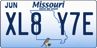 MO license plate XL8Y7E
