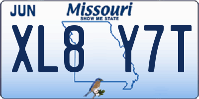 MO license plate XL8Y7T