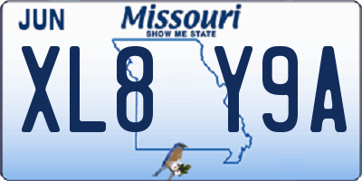 MO license plate XL8Y9A