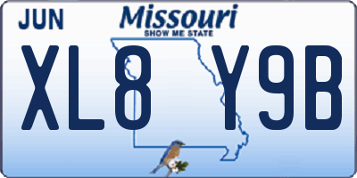 MO license plate XL8Y9B