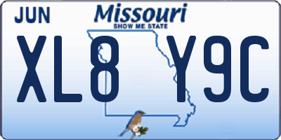 MO license plate XL8Y9C