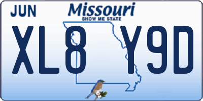 MO license plate XL8Y9D