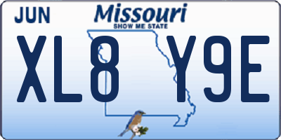 MO license plate XL8Y9E