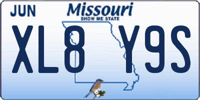 MO license plate XL8Y9S
