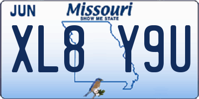 MO license plate XL8Y9U