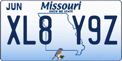 MO license plate XL8Y9Z