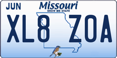 MO license plate XL8Z0A