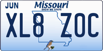 MO license plate XL8Z0C