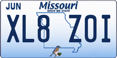 MO license plate XL8Z0I