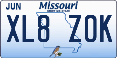 MO license plate XL8Z0K
