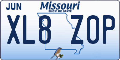 MO license plate XL8Z0P