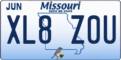 MO license plate XL8Z0U