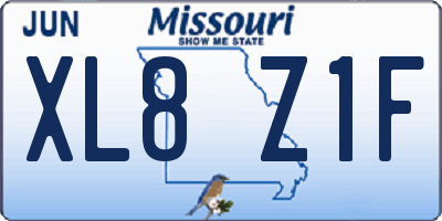 MO license plate XL8Z1F