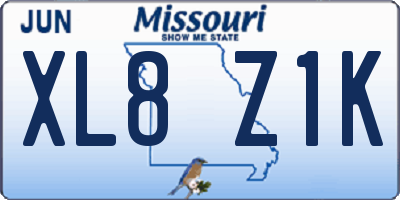MO license plate XL8Z1K
