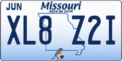 MO license plate XL8Z2I