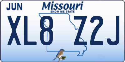 MO license plate XL8Z2J