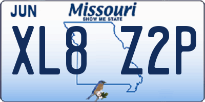 MO license plate XL8Z2P