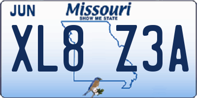 MO license plate XL8Z3A