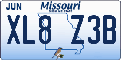 MO license plate XL8Z3B