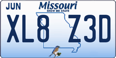 MO license plate XL8Z3D