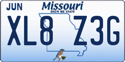 MO license plate XL8Z3G